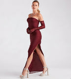 Viola Formal Glitter Long Dress With Gloves