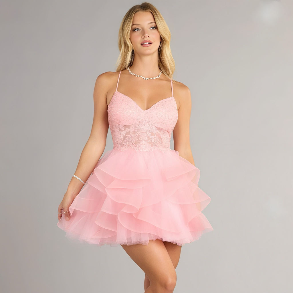 Jordan Corset Ruffled A-Line Short Dress