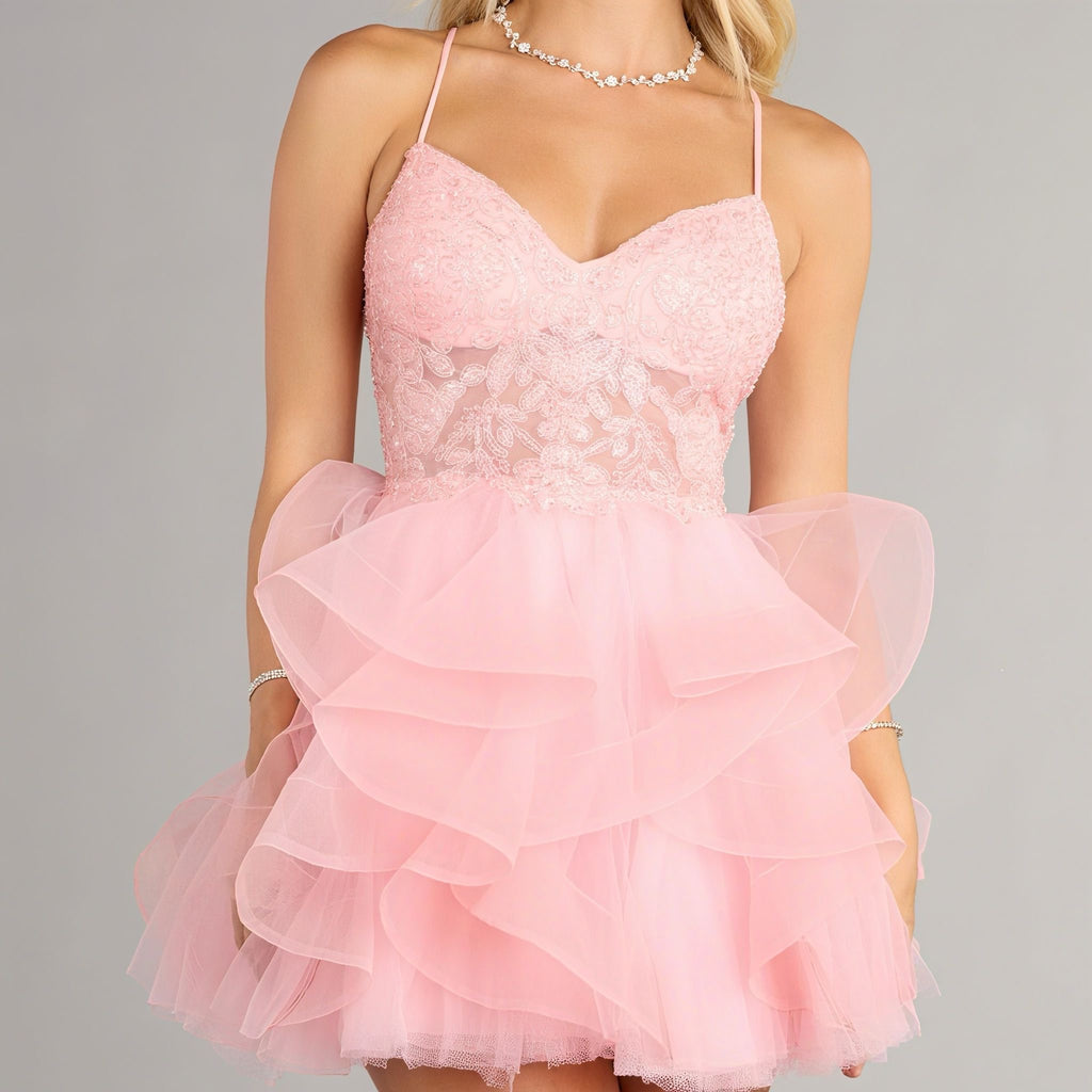 Jordan Corset Ruffled A-Line Short Dress