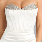 Kris Satin Rhinestone Corset Mini Dress