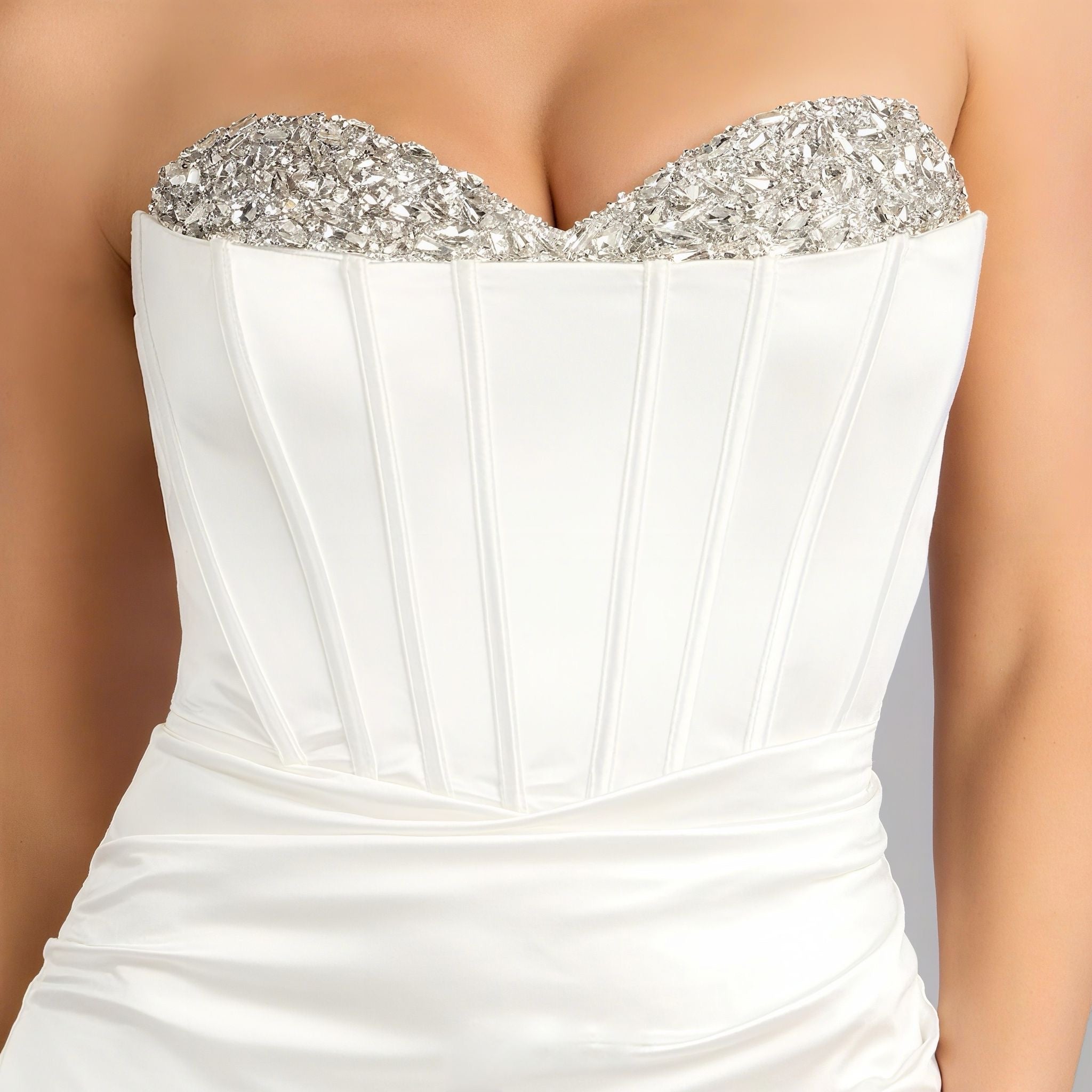 Kris Satin Rhinestone Corset Mini Dress