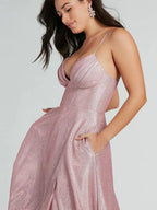 Skyla Glitter Woven Corset A-Line Formal Dress