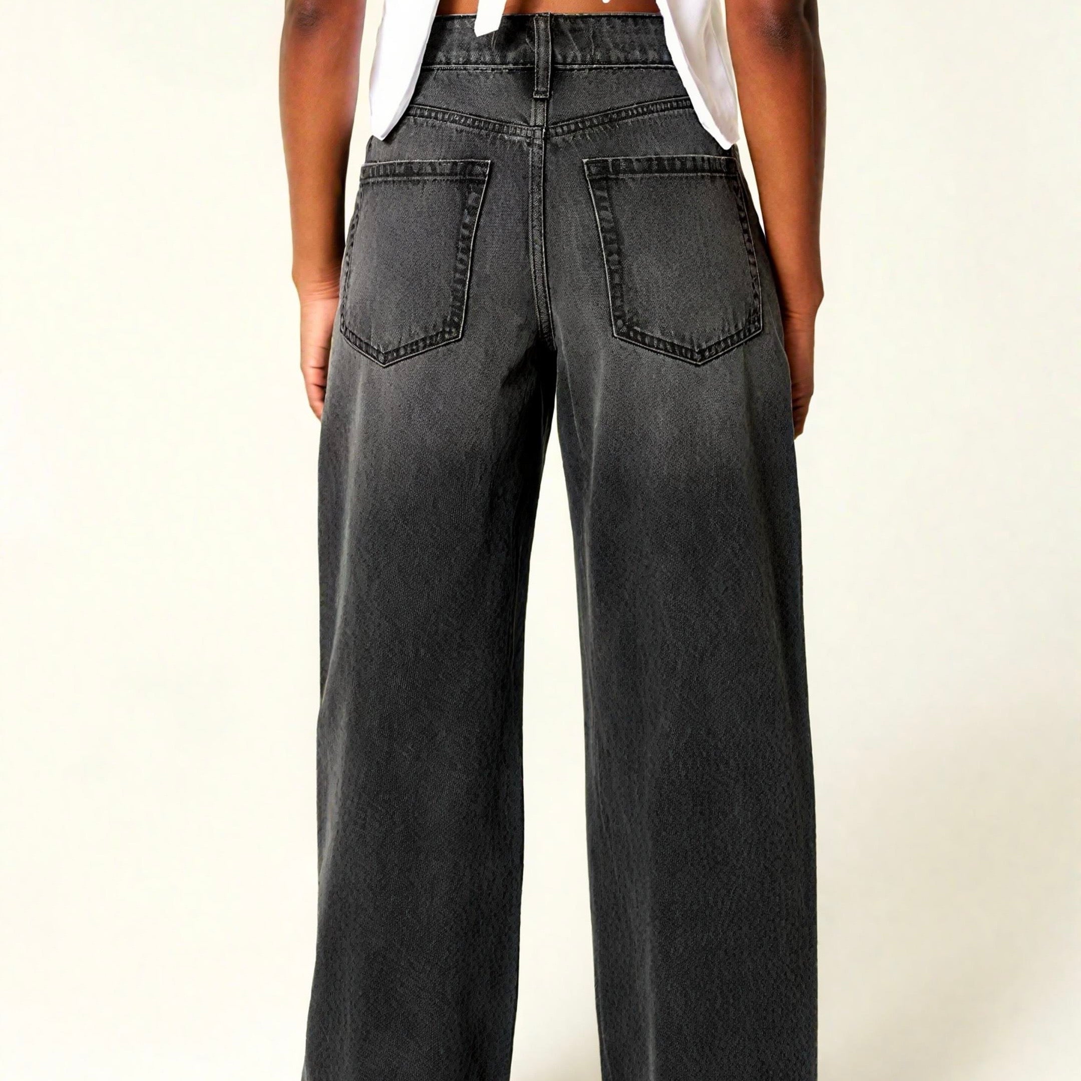 Hollister High-Rise Washed Black Baggy Jeans