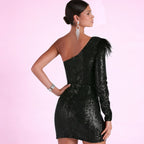 Cassidy Formal Sequin Feather Dress