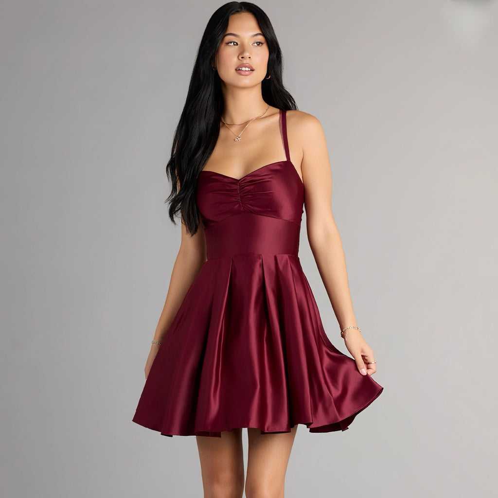 Isabelle Satin Lace-Up Dress With Pockets