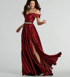 Alira Cold Shoulder A-Line Satin Formal Dress