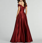 Alira Cold Shoulder A-Line Satin Formal Dress