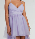 Ophelia V-Neck High Low Ruffle Tulle Formal Dress