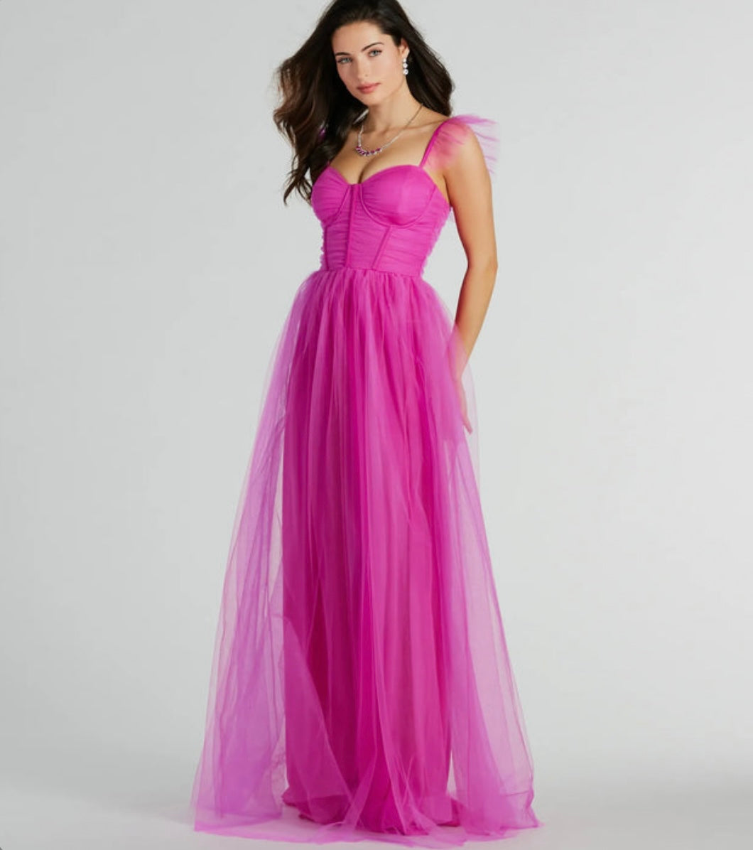 Amber Corset Ruffle A-Line Tulle Formal Dress