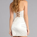 Kris Satin Rhinestone Corset Mini Dress