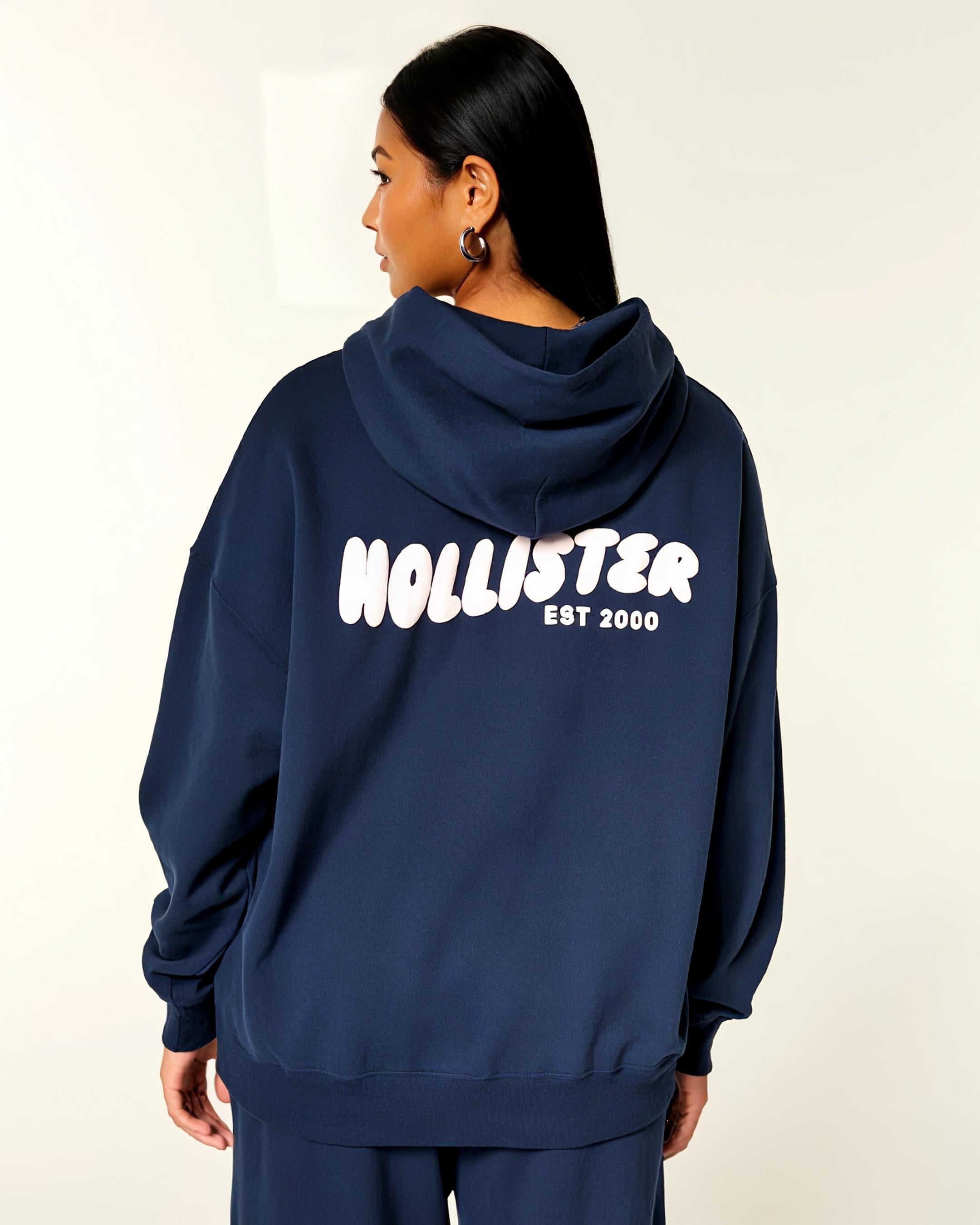 Hollister Feel Good Oversized Logo Graphic Hoodie
