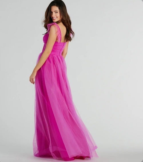 Amber Corset Ruffle A-Line Tulle Formal Dress