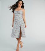 Garden of Roses Chiffon Midi Dress