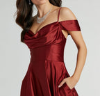 Alira Cold Shoulder A-Line Satin Formal Dress