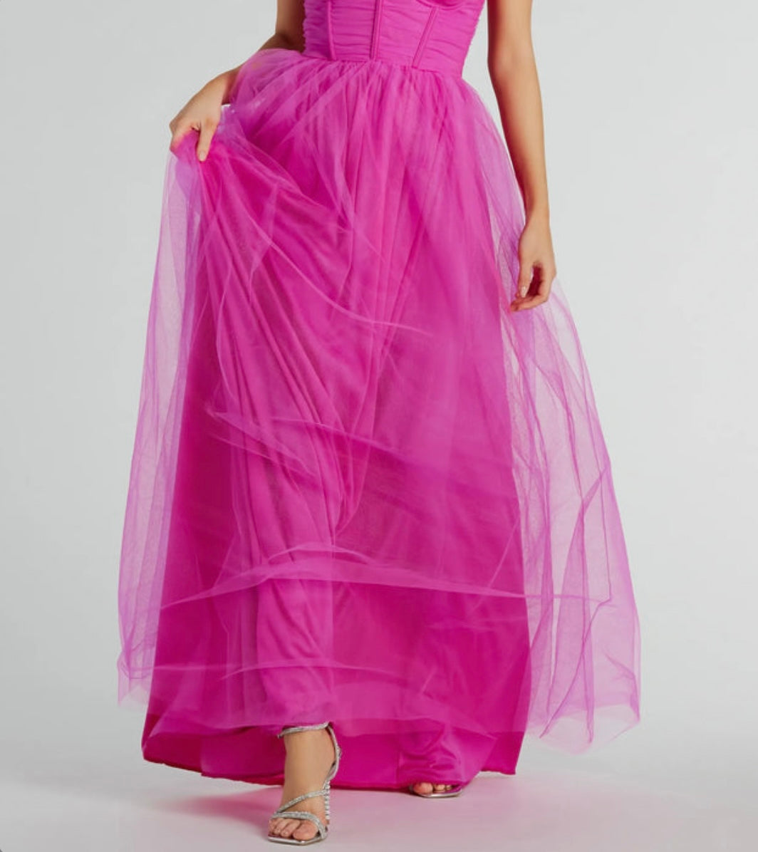 Amber Corset Ruffle A-Line Tulle Formal Dress