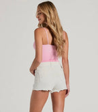 Femme And Fun Sleeveless Rosette Crop Top