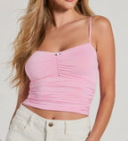 Femme And Fun Sleeveless Rosette Crop Top