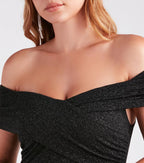 Bebe Formal Glitter Wrap Dress